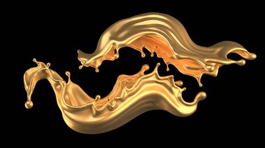 Gizemli, mistik, lüks altın serpintisi. 3d illüstrasyon, 3d canlandırma