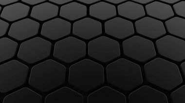 Siyah, altı köşeli soyut bir arka plan. 3d illüstrasyon, 3d canlandırma.