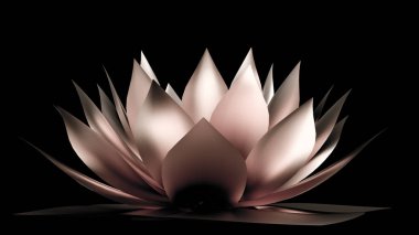 Altın çiçek kağıdı ve çimen. 3d illüstrasyon, 3d canlandırma.