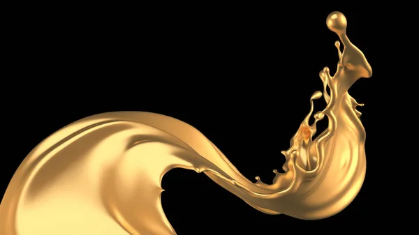 神秘的で神秘的で豪華な金のスプラッシュ。3Dイラスト, 3Dレンダリング. — ストック写真