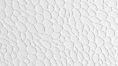 Farklı şekillerde hücreleri olan soyut beyaz doku. 3d illüstrasyon, 3d görselleştirme.