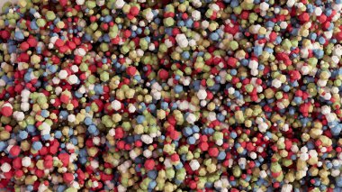 Geometrik parçacık çok renkli arkaplan. 3d illüstrasyon, 3d canlandırma.