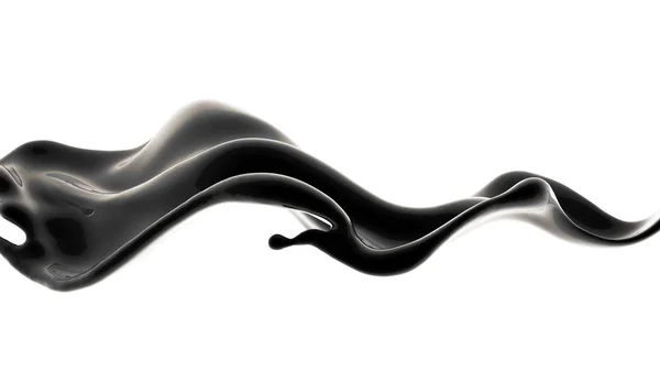 Salpicadura de líquido negro. Ilustración 3d, representación 3d. — Foto de Stock