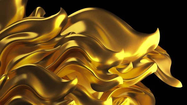 Sfondo di lusso con tessuto drappeggio oro. Illustrazione 3d, rendering 3d . — Foto Stock