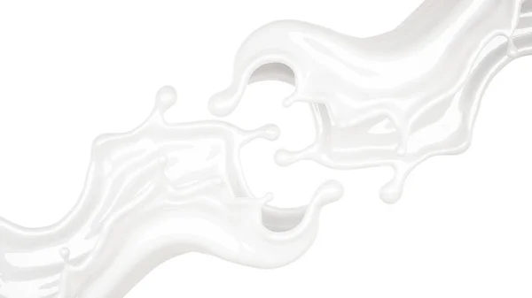 Stänk av tjock vit vätska. 3D-illustration, 3D-återgivning. — Stockfoto