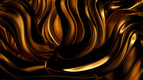 Lyxig bakgrund med guld draperi tyg. 3D-illustration, 3D-återgivning. — Stockfoto