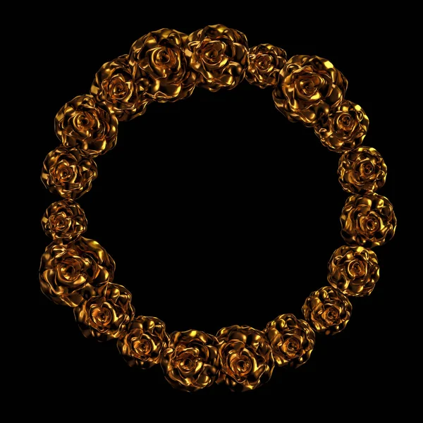 Όμορφο στοιχείο, χρυσός, τριαντάφυλλο, στόκος, στολίδι, πλαίσιο. 3D απεικόνιση, 3d απόδοση. — Φωτογραφία Αρχείου