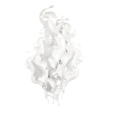 Bir tutam kalın beyaz sıvı. 3d illüstrasyon, 3d canlandırma.