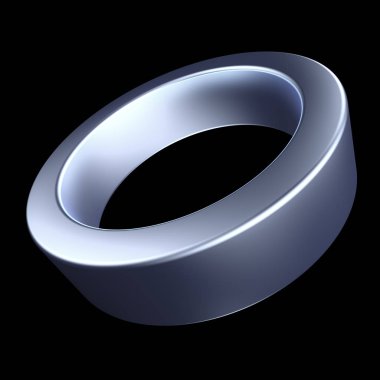 Metal halka siyah arkaplanı izole etti. 3d illüstrasyon, 3d canlandırma.