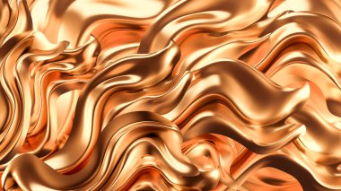 Altın kumaşlı lüks bir arka plan. 3d illüstrasyon, 3d canlandırma.