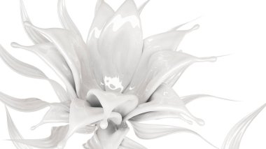 Bir tutam kalın beyaz sıvı. 3d illüstrasyon, 3d canlandırma.