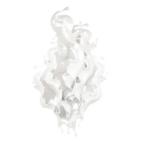 Stänk av tjock vit vätska. 3D-illustration, 3D-återgivning. — Stockfoto