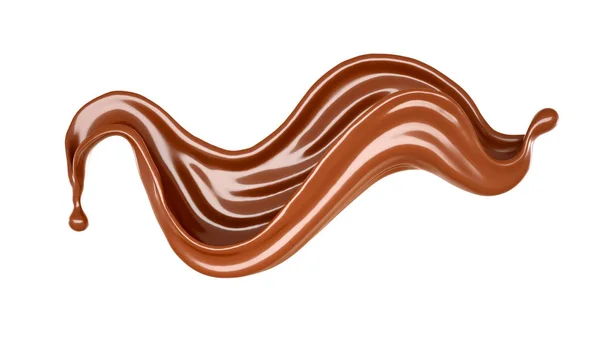 Isolé éclaboussure de chocolat sur un fond blanc. Illustration 3d, rendu 3d . — Photo