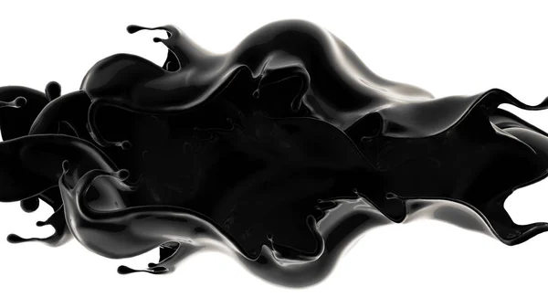 Salpicadura de líquido negro. Ilustración 3d, representación 3d. — Foto de Stock