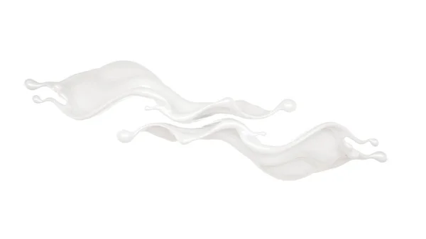 Percikan cairan putih tebal. Ilustrasi 3d, render 3d . — Stok Foto