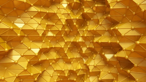 Fundo dourado de luxo com triângulos e cristais. Ilustração 3d, renderização 3d . — Fotografia de Stock