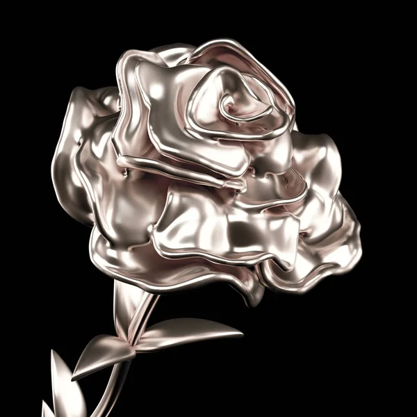 Złoty kwiat papieru i trawy. Ilustracja 3D, renderowanie 3D. — Zdjęcie stockowe