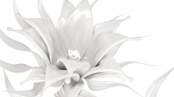 Всплеск толстой белой жидкости. 3D иллюстрация, 3D рендеринг
.