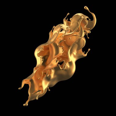 Mistik lüks sıçrama, altın parıldayan inci gözlüklü. 3d illüstrasyon, 3d canlandırma.