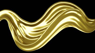 Kalın, altın bir sıvı. 3d illüstrasyon, 3d canlandırma.