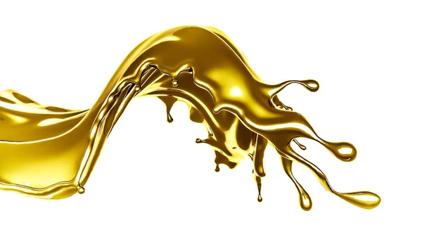 Un chorrito de líquido dorado y espeso. Ilustración 3d, representación 3d . —  Fotos de Stock