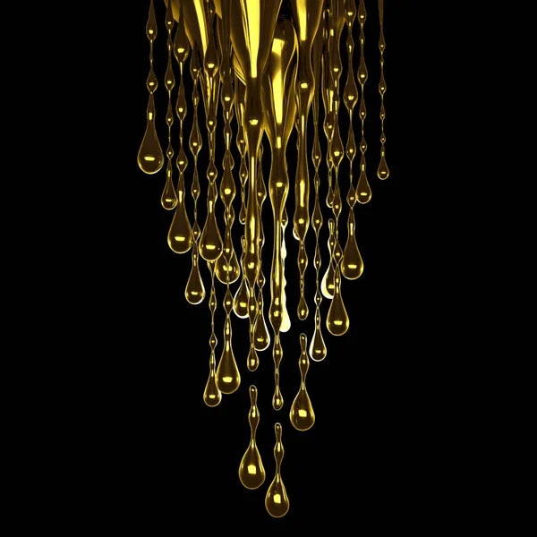 Šplouchnutí husté zlaté tekutiny. 3D ilustrace, 3D vykreslování. — Stock fotografie