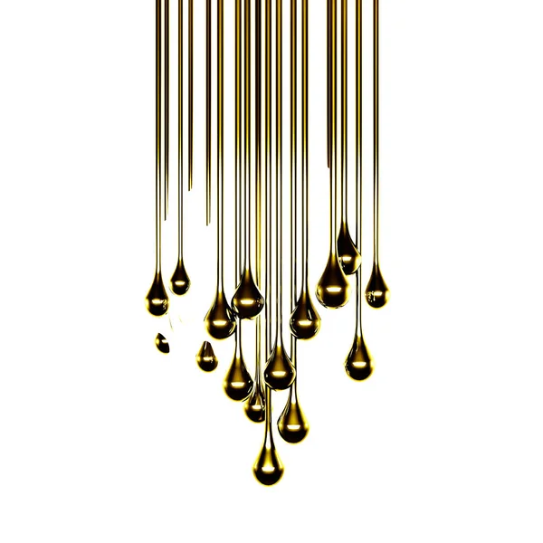 Um pouco de líquido grosso e dourado. Ilustração 3d, renderização 3d . — Fotografia de Stock