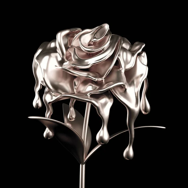 Altın çiçek kağıdı ve çimen. 3d illüstrasyon, 3d canlandırma.