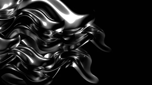 Piękne stylowe czarne tło z plisami, zasłony i wiry. Ilustracja 3D, renderowanie 3D. — Zdjęcie stockowe