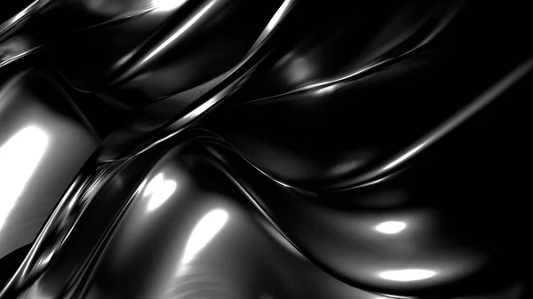 Vacker snygg svart bakgrund med veck, våldtäkter och virvlar. 3D-illustration, 3D-återgivning. — Stockfoto