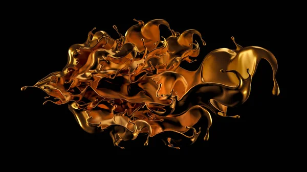 Esguicho luxuoso místico, com tons de pérolas douradas brilhantes. Ilustração 3d, renderização 3d . — Fotografia de Stock