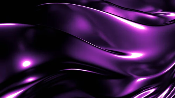 Eleganter, lila, dunkler Hintergrund mit Falten, Vorhängen und Wirbeln. 3D Illustration, 3D Rendering. — Stockfoto