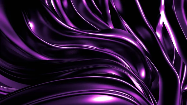 Elegáns elegáns lila sötét háttér ráncokkal, drótok és örvények. 3D illusztráció, 3D-s renderelés. — Stock Fotó