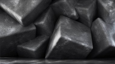 Taş ve beton desenli endüstriyel grunge stüdyosu. 3d illüstrasyon, 3d canlandırma.