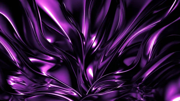 Elegantní stylové purpurové tmavé pozadí s záhyby, závěsy a víry. 3D ilustrace, 3D vykreslování. — Stock fotografie