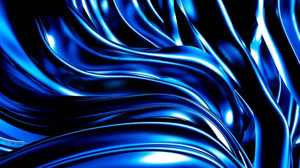 Κομψό σκούρο μπλε φόντο με πιέτες και μπούκλες. 3d εικονογράφηση — Φωτογραφία Αρχείου