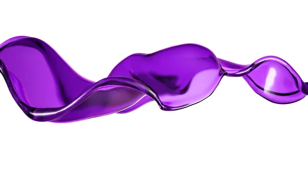 Una Spruzzata Liquido Trasparente Colore Viola Fondo Bianco Rendering Illustrazione — Foto Stock