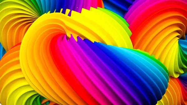 抽象的な虹のパステルの形 3Dレンダリング 3Dイラスト — ストック写真