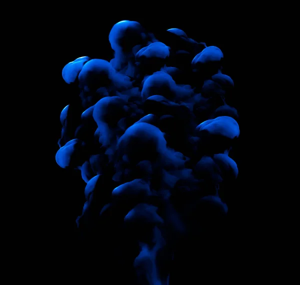 黑色背景上的蓝色烟雾 3D渲染 3D说明 — 图库照片