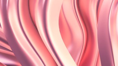 Saten kumaşlı lüks pembe arka plan. 3d görüntüleme, 3d illüstrasyon.