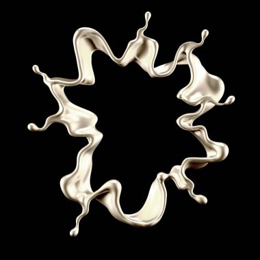 Gümüş kaplama sıvı siyah arka plan. 3d görüntüleme, 3d illüstrasyon.