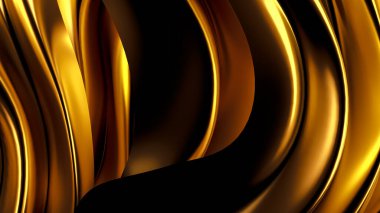 Saten kumaşlı lüks altın arka plan. 3d görüntüleme, 3d illüstrasyon.