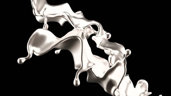 Luxe Zilveren Splash Vloeistof Weergave Illustratie — Stockfoto