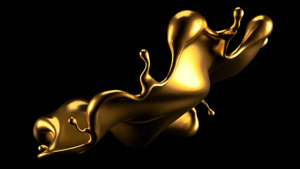 Şatafatlı Altın Bir Sıvı Sıçraması Görüntüleme Illüstrasyon — Stok fotoğraf