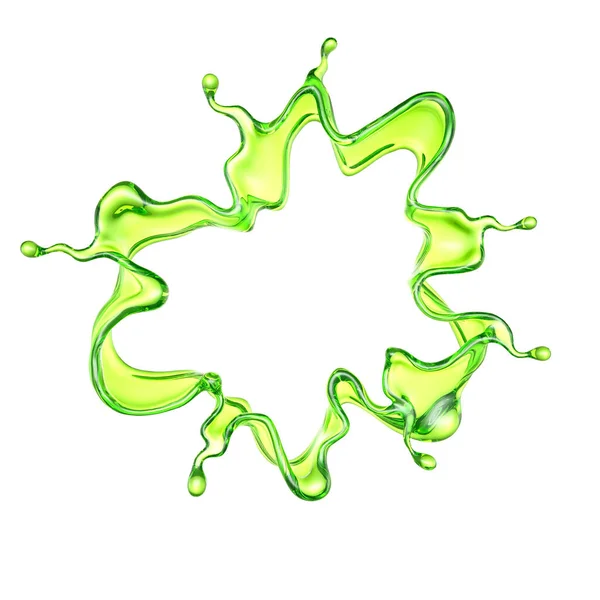 Une Éclaboussure Liquide Vert Transparent Rendu Illustration — Photo