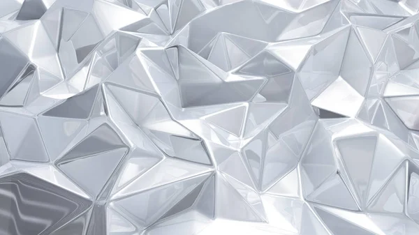Fundo Cristal Branco Com Triângulos Renderização Ilustração — Fotografia de Stock