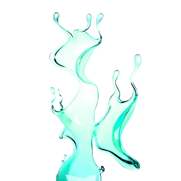 Une Éclaboussure Liquide Transparent Vert Rendu Illustration — Photo