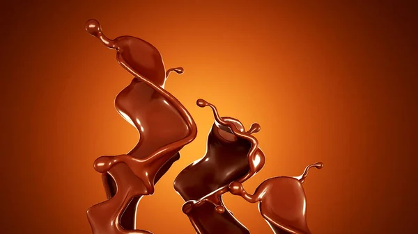 Una Spruzzata Cioccolato Uno Sfondo Marrone Rendering Illustrazione — Foto Stock