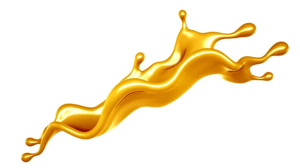 Salpicadura Caramelo Amarillo Dorado Representación Ilustración —  Fotos de Stock