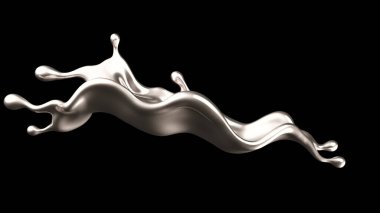 Lüks gümüş bir sıvı sıçraması. 3d görüntüleme, 3d illüstrasyon.
